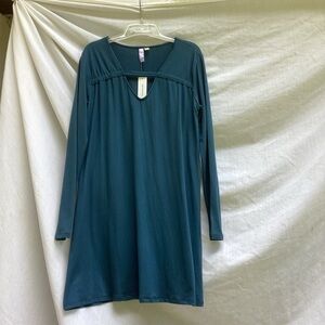 Alya NWT blue dress with keyhole front long sleeve, size small
